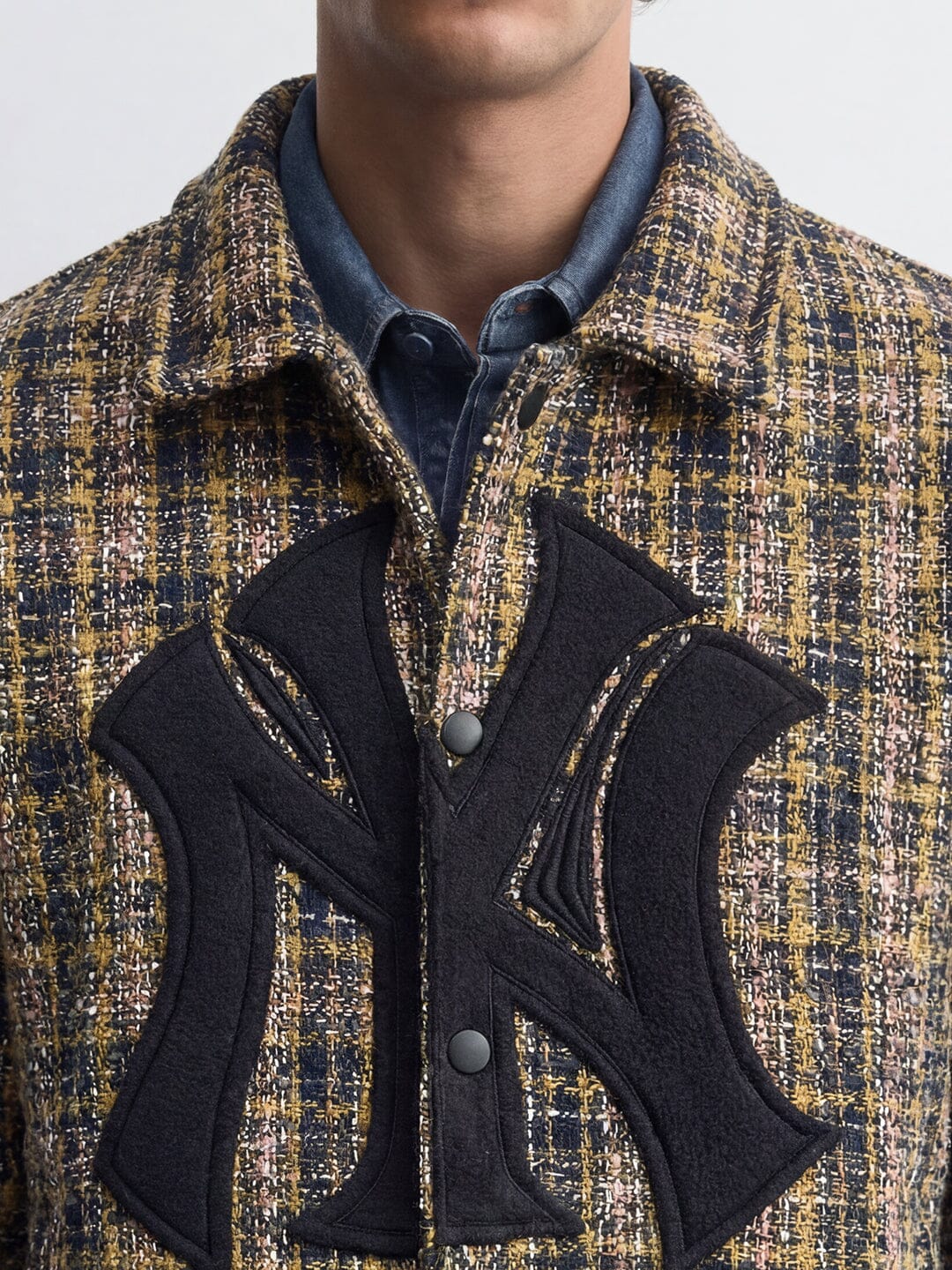 Yellow Tweed Ny Applique Bomber Jacket - Image 3