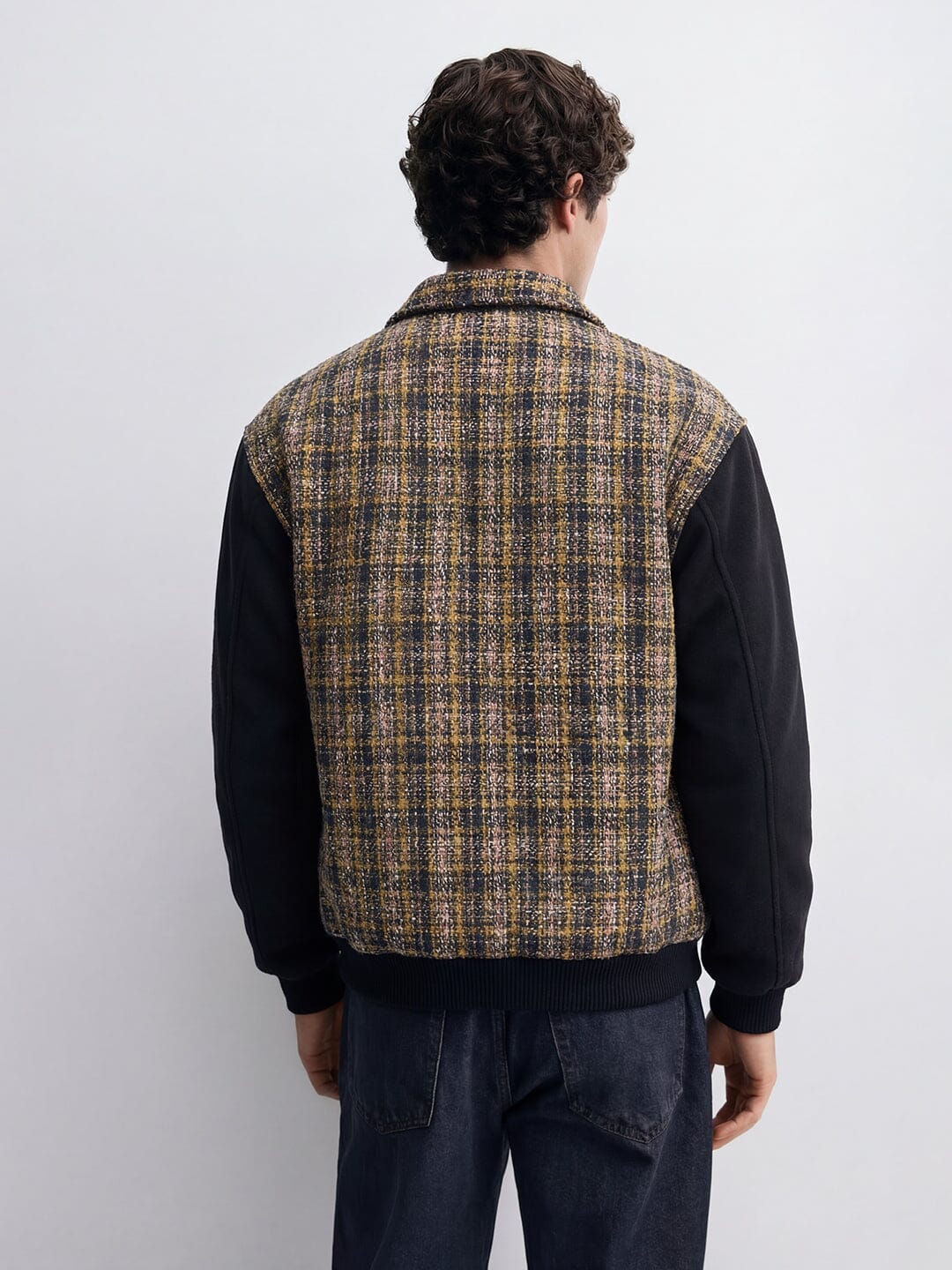 Yellow Tweed Ny Applique Bomber Jacket - Image 5