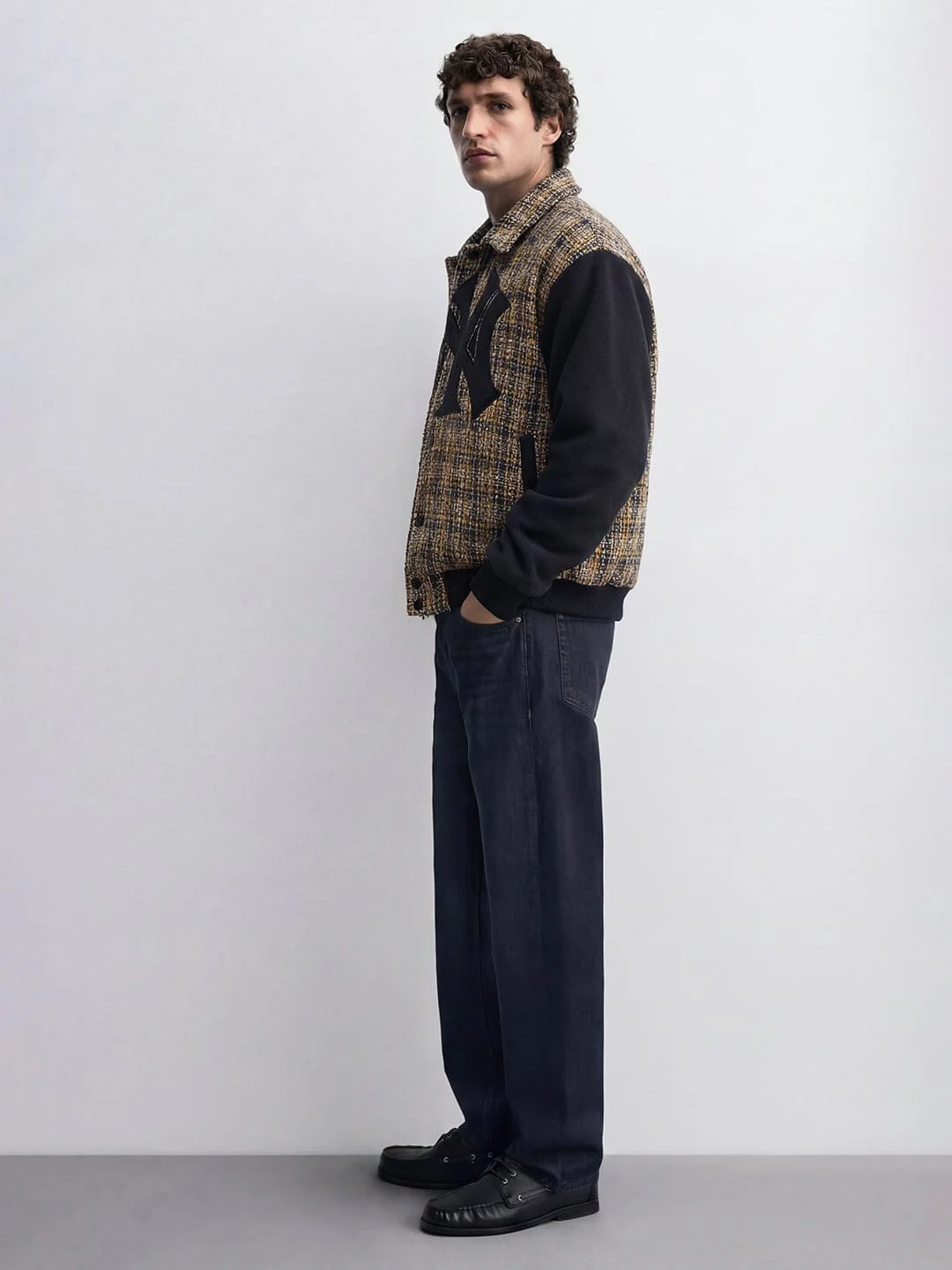 Yellow Tweed Ny Applique Bomber Jacket - Image 7